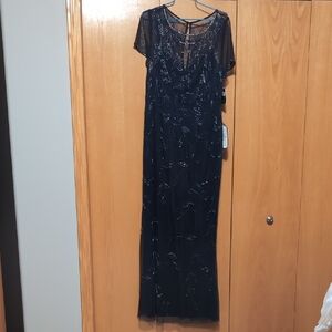 Adrianna Papell Navy Blue Embellished Gown